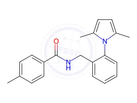 Chemical structure of N-(2-(2,5-dimethyl-1H-pyrrol-1-yl)benzyl)-4-methylbenzamide