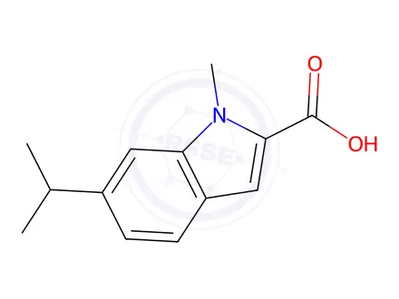 Chemical structure of 1-Methyl-6-(1-methylethyl)-1H-indole-2-carboxylic Acid
