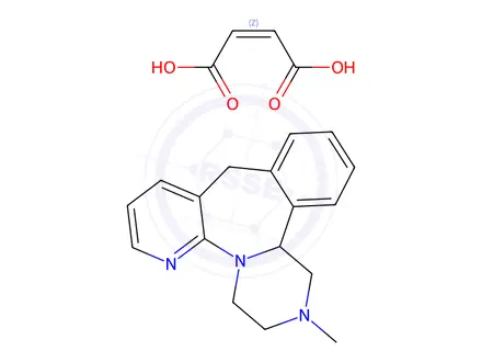 Chemical structure of (±)-1,2,3,4,10,14b-hexahydro-2-methylpyrazino[2,1-a]pyrido[2,3-c][2]benzazepine maleate (1:1)