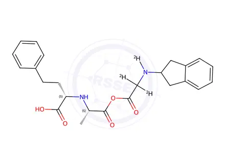 Chemical structure of N-[(1S)-1-Carboxy-3-phenylpropyl]-L-alanyl-N-(2,3-dihydro-1H-inden-2-yl)glycine-d3