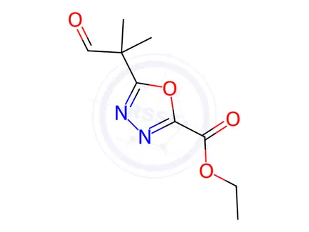 Chemical structure of Ethyl 5-(2-methyl-1-oxopropan-2-yl)-1,3,4-oxadiazole-2-carboxylate