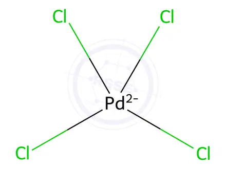 Chemical structure of Potassium tetrachloropalladium(II)ate