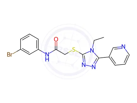 Chemical structure of N-(3-Bromophenyl)-2-((4-ethyl-5-(pyridin-3-yl)-4H-1,2,4-triazol-3-yl)thio)acetamide