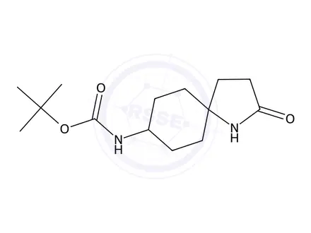 Chemical structure of Carbamic acid, N-(cis-2-oxo-1-azaspiro[4.5]dec-8-yl)-, 1,1-dimethylethyl ester