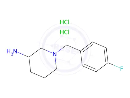 Chemical structure of 1-(4-Fluorobenzyl)piperidin-3-amine dihydrochloride
