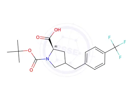 Chemical structure of (2S,4R)-1-[(2-methylpropan-2-yl)oxy-oxomethyl]-4-[[4-(trifluoromethyl)phenyl]methyl]-2-pyrrolidinecarboxylic acid