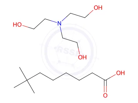 Chemical structure of neodecanoic acid, compound with 2,2',2''-nitrilotris[ethanol] (1:1)