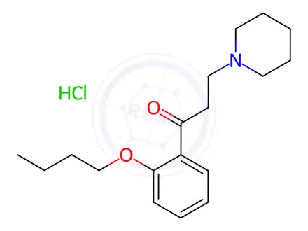 Chemical structure of 1-(2-butoxyphenyl)-3-(piperidin-1-yl)propan-1-one hydrochloride