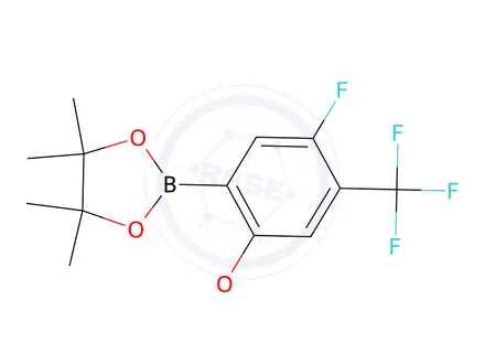 Chemical structure of 2-[5-Fluoro-2-methoxy-4-(trifluoromethyl)phenyl]-4,4,5,5-tetramethyl-1,3,2-dioxaborolane