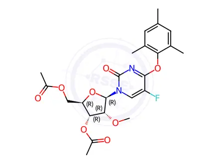Chemical structure of 3’,5’-Di-O-acetyl-5-fluoro-O4-(2,4,6-trimethylphenyl)-2’-O-methyluridine