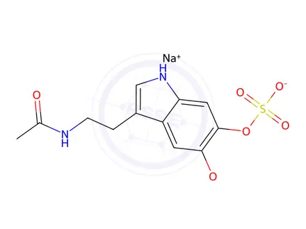 Chemical structure of sodium 3-(2-acetamidoethyl)-5-methoxy-1H-indol-6-yl sulfate