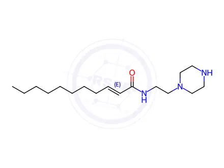 Chemical structure of undecenoic acid, monoamide with piperazine-1-ethylamine