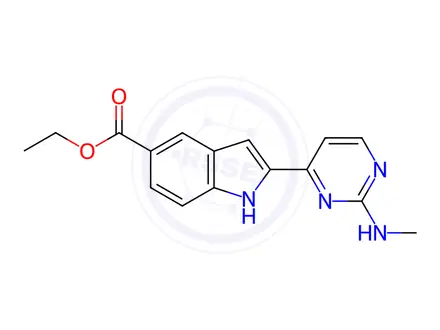 Chemical structure of Ethyl 2-(2-(methylamino)pyrimidin-4-yl)-1H-indole-5-carboxylate