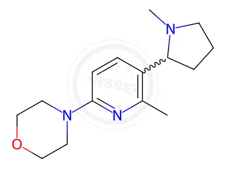Chemical structure of 4-(6-Methyl-5-(1-methylpyrrolidin-2-yl)pyridin-2-yl)morpholine