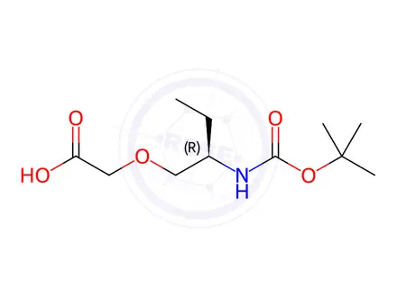 Chemical structure of N-Boc-(R)-2-(2-aminobutoxy)acetic acid