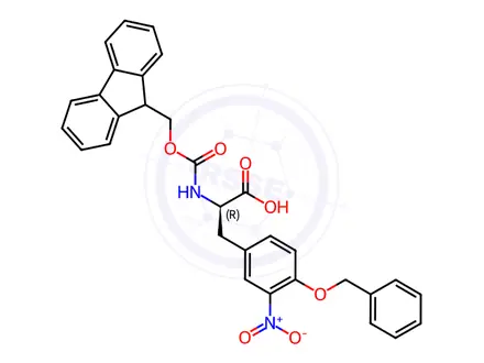 Chemical structure of N-α-(9-Fluorenylmethoxycarbonyl)-O-benzyl-3-nitro-D-tyrosine