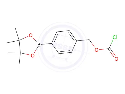 Chemical structure of Carbonochloridic acid, [4-(4,4,5,5-tetramethyl-1,3,2-dioxaborolan-2-yl)phenyl]methyl ester