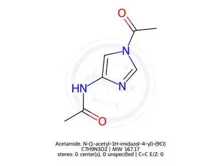 Chemical structure of Acetamide, N-(1-acetyl-1H-imidazol-4-yl)-(9CI)