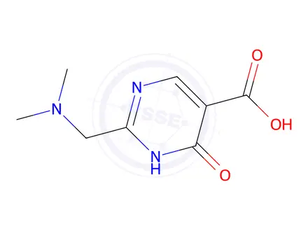 Chemical structure of 2-((Dimethylamino)methyl)-6-oxo-1,6-dihydropyrimidine-5-carboxylic acid