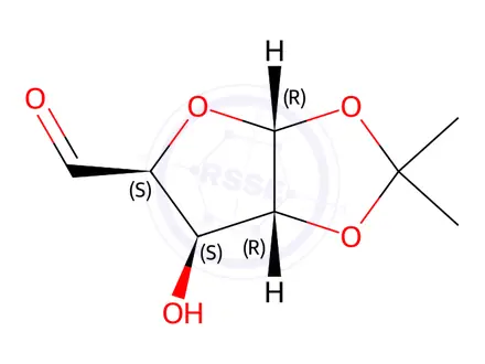Chemical structure of 1,2-O-isopropylidene-α-D-xylopentodialdo-1,4-furanose