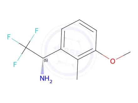 Chemical structure of (S)-2,2,2-trifluoro-1-(3-methoxy-2-methylphenyl)ethan-1-amine