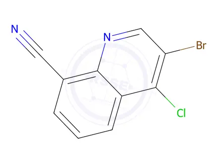 Chemical structure of 3-broMo-4-chloroquinoline-8-carbonitrile