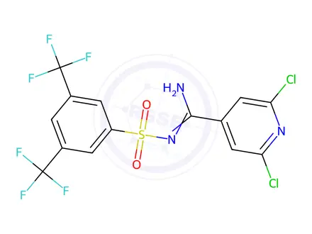 Chemical structure of N1-[(2,6-dichloro-4-pyridyl)(imino)methyl]-3,5-di(trifluoromethyl)benzene-1-sulphonamide