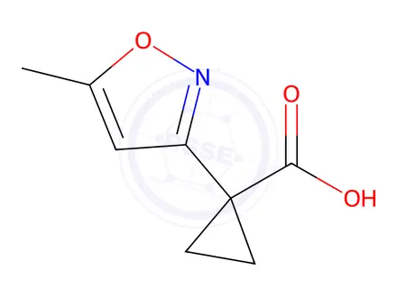 Chemical structure of 1-(5-Methylisoxazol-3-yl)cyclopropane-1-carboxylic acid