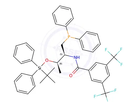 Chemical structure of N-[(1S,2R)-2-[[(1,1-Dimethylethyl)diphenylsilyl]oxy]-1-[(diphenylphosphino)methyl]propyl]-3,5-bis(trifluoromethyl)benzamide