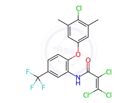 Chemical structure of N1-[2-(4-chloro-3,5-dimethylphenoxy)-5-(trifluoromethyl)phenyl]-2,3,3-trichloroacrylamide