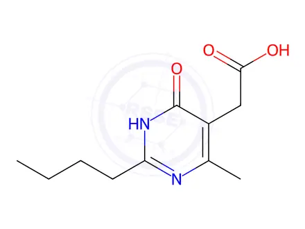 Chemical structure of 2-butyl-1,6-dihydro-4-methyl-6-oxo-5-Pyrimidineacetic acid