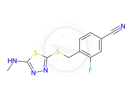 Chemical structure of 3-Fluoro-4-(((5-(methylamino)-1,3,4-thiadiazol-2-yl)thio)methyl)benzonitrile