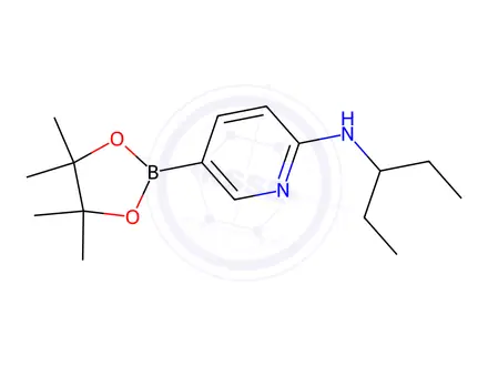 Chemical structure of N-(Pentan-3-yl)-5-(tetramethyl-1,3,2-dioxaborolan-2-yl)pyridin-2-amine