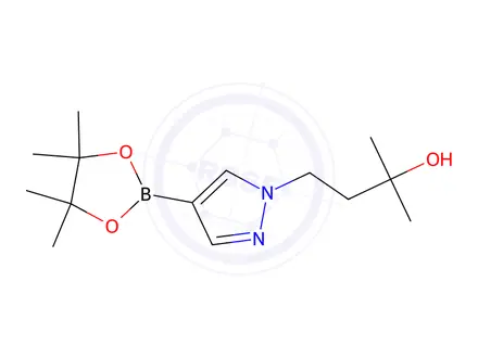 Chemical structure of 2-Methyl-4-(4-(4,4,5,5-tetramethyl-1,3,2-dioxaborolan-2-yl)-1H-pyrazol-1-yl)butan-2-ol