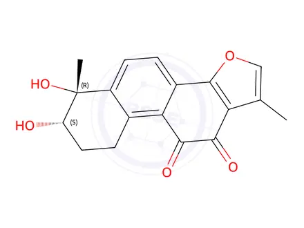 Chemical structure of (6R)-6,7,8,9-Tetrahydro-6β,7β-dihydroxy-1,6-dimethylphenanthro[1,2-b]furan-10,11-dione