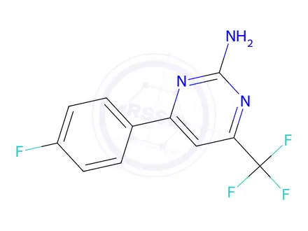 Chemical structure of 4-(4-Fluorophenyl)-6-(trifluoromethyl)pyrimidin-2-amine
