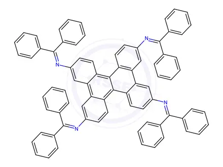 Chemical structure of N,N',N'',N'''-(Dibenzo[g,p]chrysene-2,7,10,15-tetrayl)tetrakis(1,1-diphenylmethanimine)