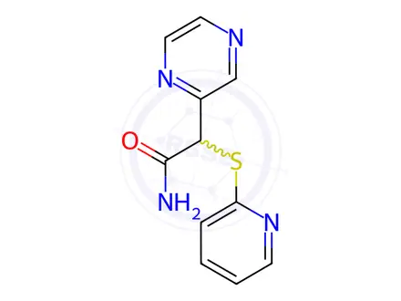 Chemical structure of Pyrazineacetamide, alpha-2-pyridylthio-
