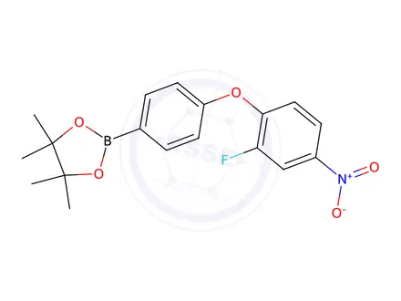Chemical structure of 2-(4-(2-Fluoro-4-nitrophenoxy)phenyl)-4,4,5,5-tetramethyl-1,3,2-dioxaborolane