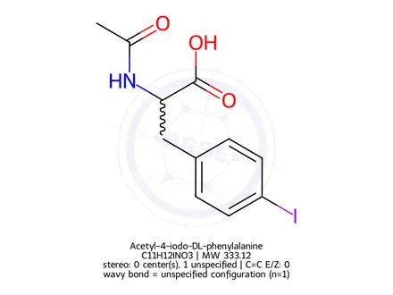 Chemical structure of Acetyl-4-iodo-DL-phenylalanine
