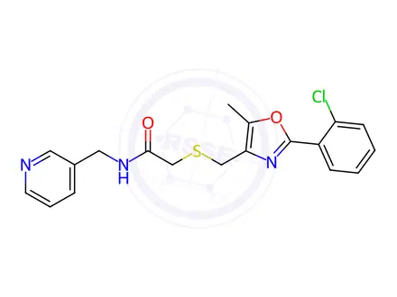 Chemical structure of Acetamide, 2-[[[2-(2-chlorophenyl)-5-methyl-4-oxazolyl]methyl]thio]-N-(3-pyridinylmethyl)-