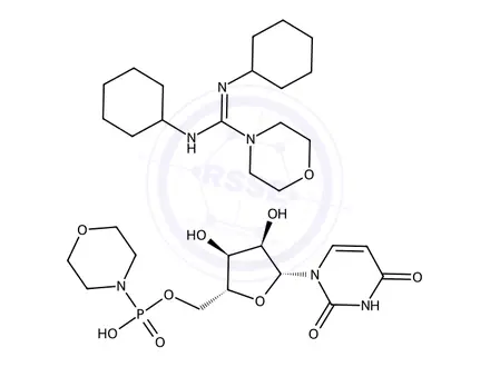 Chemical structure of Uridine 5'-Monophosphomorpholidate 4-Morpholine-N,N'-dicyclohexylcarboxamidine Salt