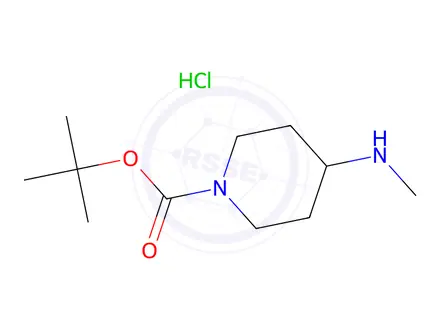 Chemical structure of tert-Butyl 4-(methylamino)piperidine-1-carboxylate hydrochloride