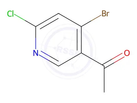 Chemical structure of Ethanone, 1-(4-bromo-6-chloro-3-pyridinyl)-