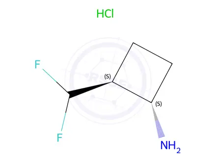 Chemical structure of (1S,2S)-2-(difluoromethyl)cyclobutan-1-amine hydrochloride