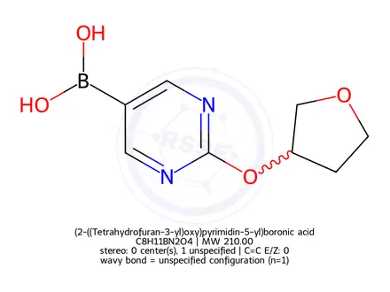 Chemical structure of (2-((Tetrahydrofuran-3-yl)oxy)pyrimidin-5-yl)boronic acid
