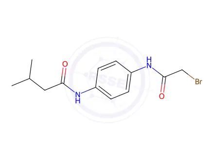 Chemical structure of N-{4-[(2-Bromoacetyl)amino]phenyl}-3-methylbutanamide
