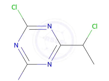 Chemical structure of 4-Chloro-6-(1-chloroethyl)-1,3,5-triazin-2-amine