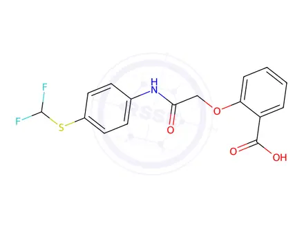 Chemical structure of 2-[(4-Difluoromethylsulfanyl-phenylcarbamoyl)-methoxy]-benzoic acid