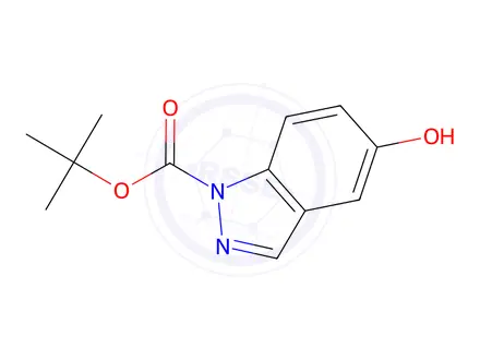 Chemical structure of tert-Butyl 5-hydroxy-1H-indazole-1-carboxylate